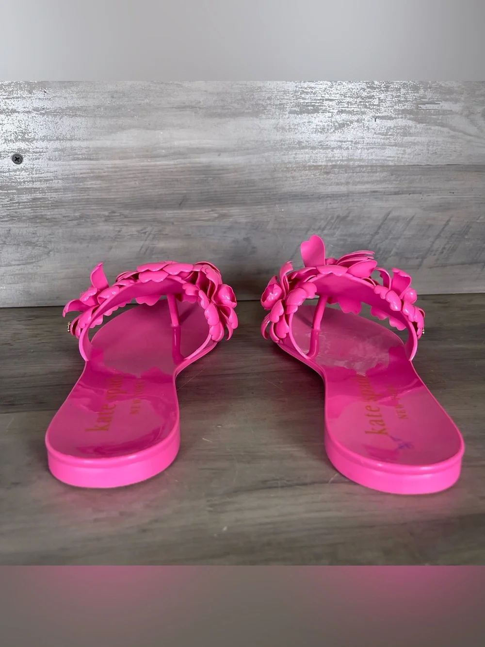 NEW Kate Spade Womens 8 Pink‎ Cloud Jaylee Floral Slip On Jelly Slide Sandals